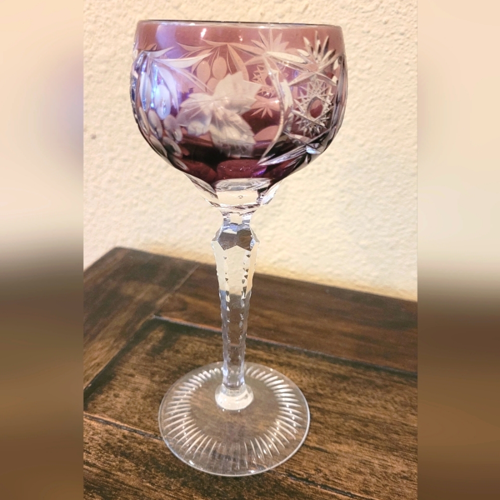 Vintage Nachtmann Crystal Handblown Colored Wine Glass